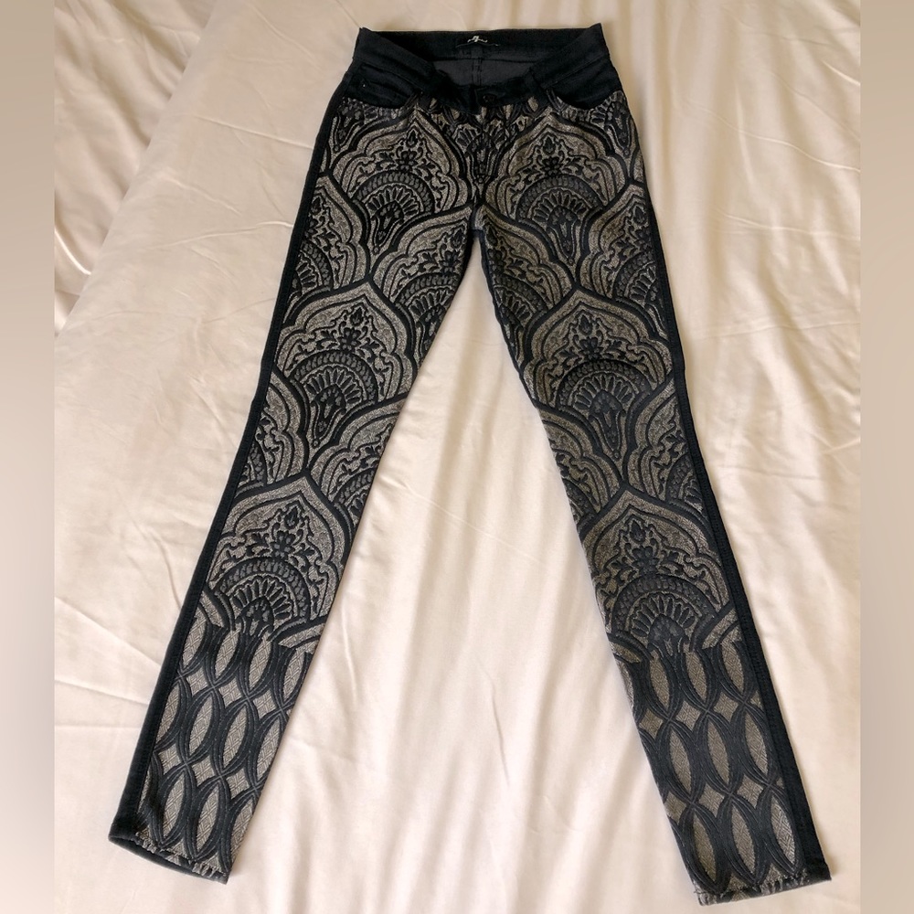 Embroidered Denim, Black and Gold, 7 For All Mankind